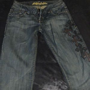 Sinful Jeans with Leather Crosses